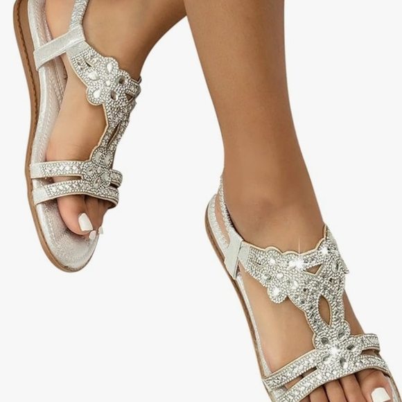 Silver Sandals with Intricate Design - Picture 7 of 16